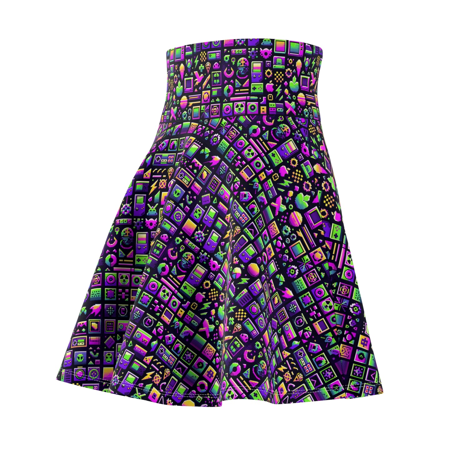 Digital Nostalgia Remix Modern Vintage Fusion Women's Skater Skirt - 8404 Design-49