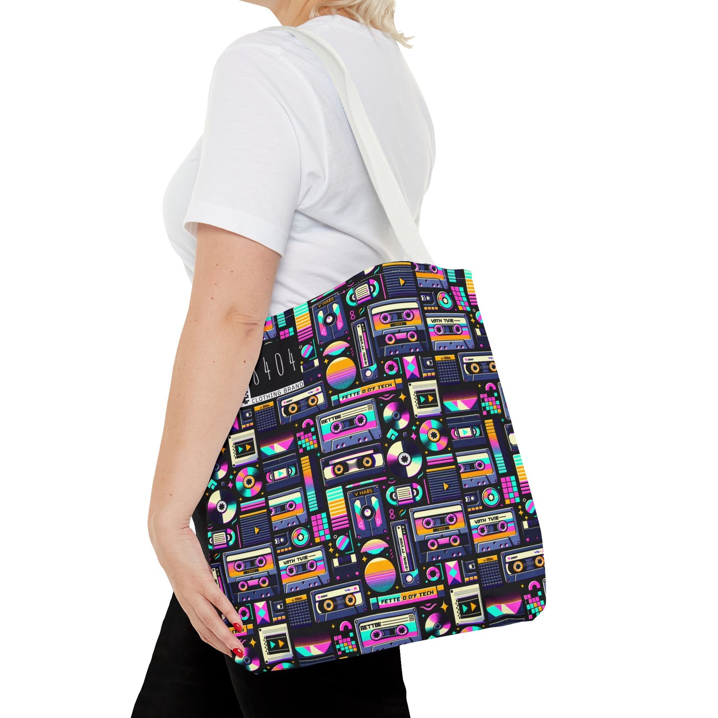 Digital Nostalgia Tech-Inspired Retro Fusion Tote Bag - 8404 Design-48