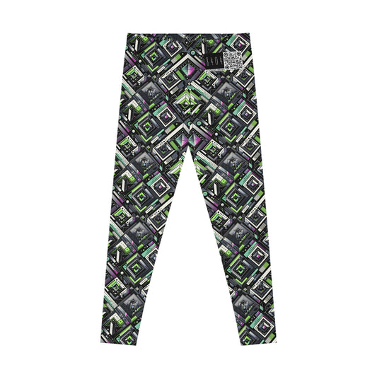 Retro Futurism Graphics Tech-Forward Streetwear Stretch Leggings - 8404 Design-48
