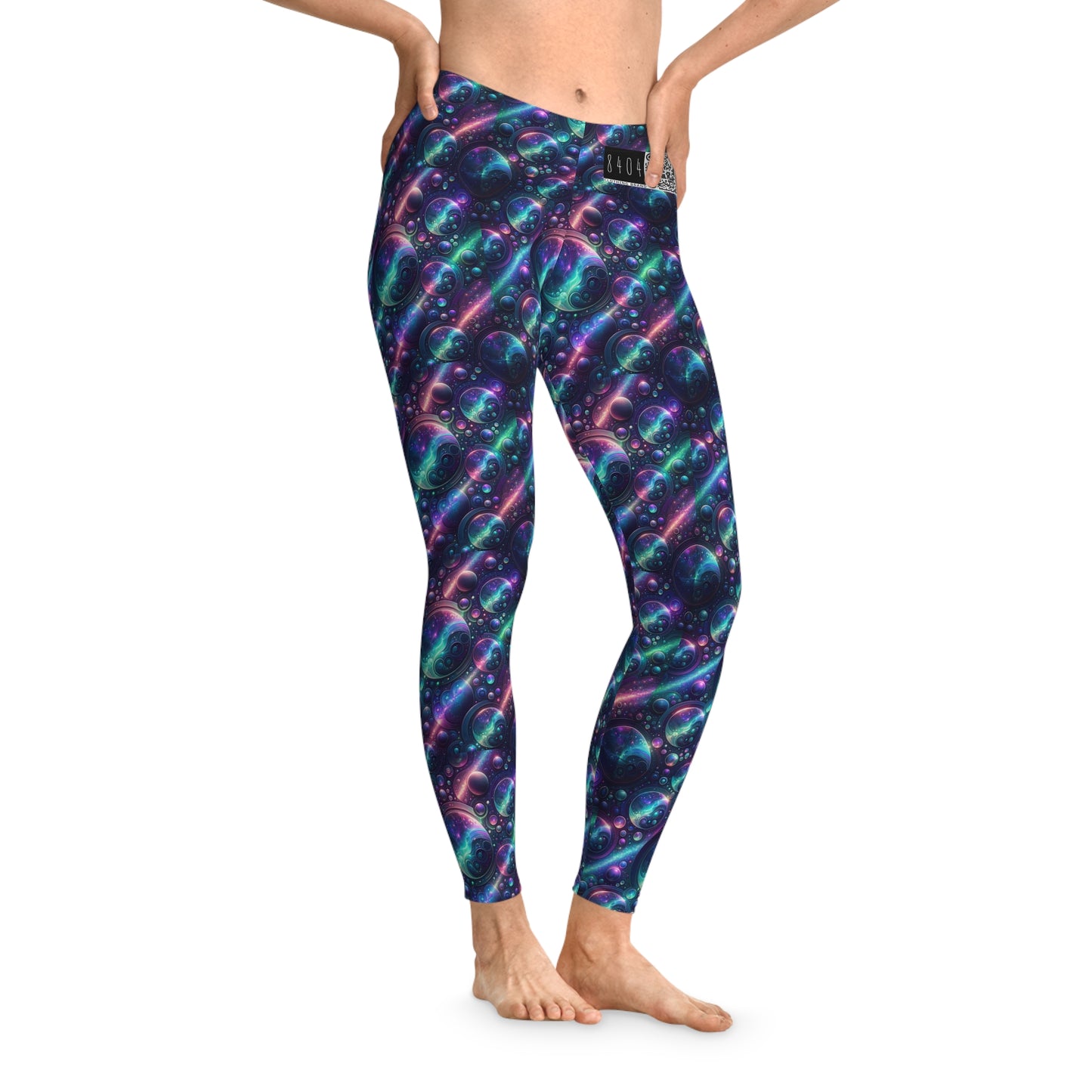 Iridescent Tech Fusion Tech-Forward Streetwear Stretch Leggings - 8404 Design-51