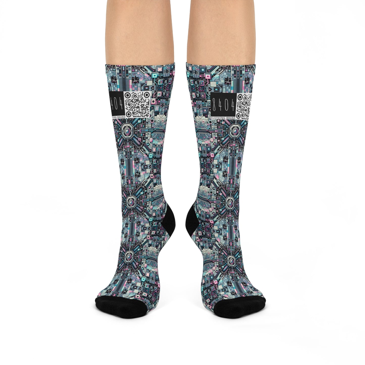 Digital Renaissance Tech-Forward Maximalism Cushioned Crew Socks - 8404 Design-44