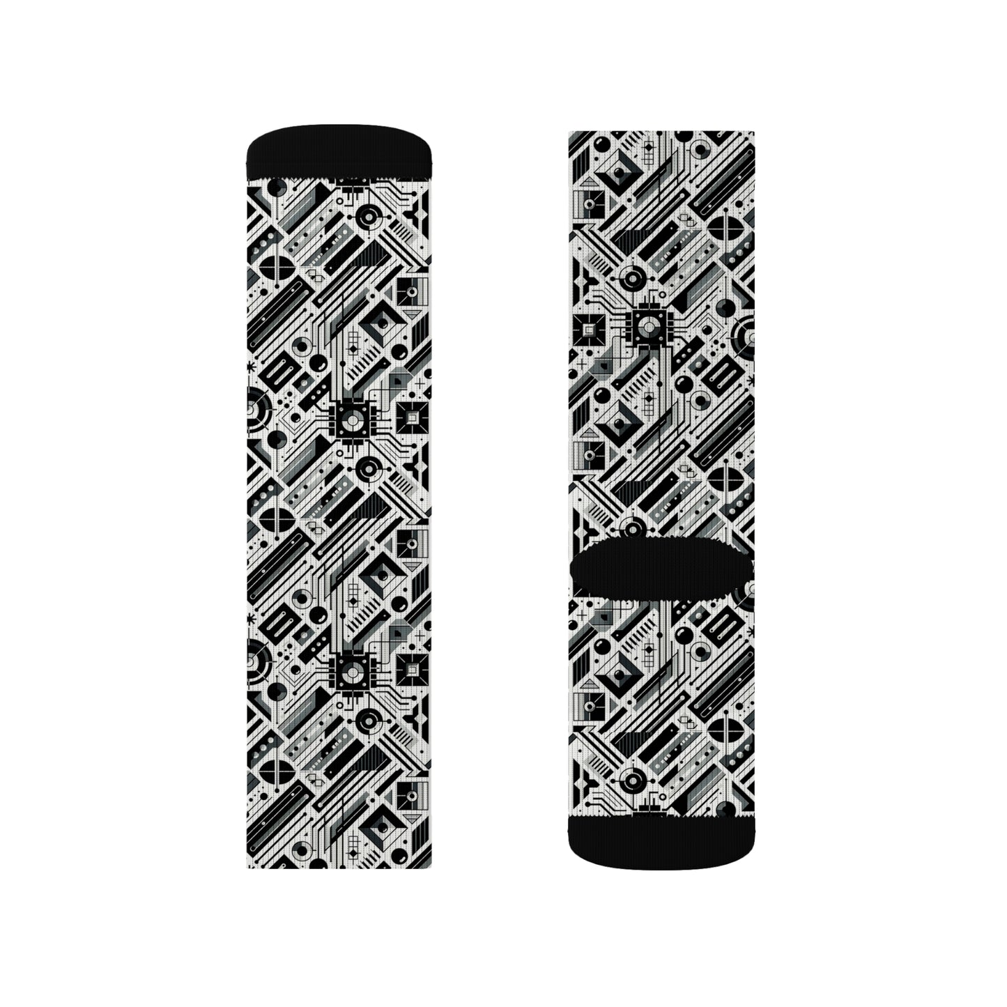 Digital Minimalism Minimalist Tech Sublimation Socks - 8404 Design-62