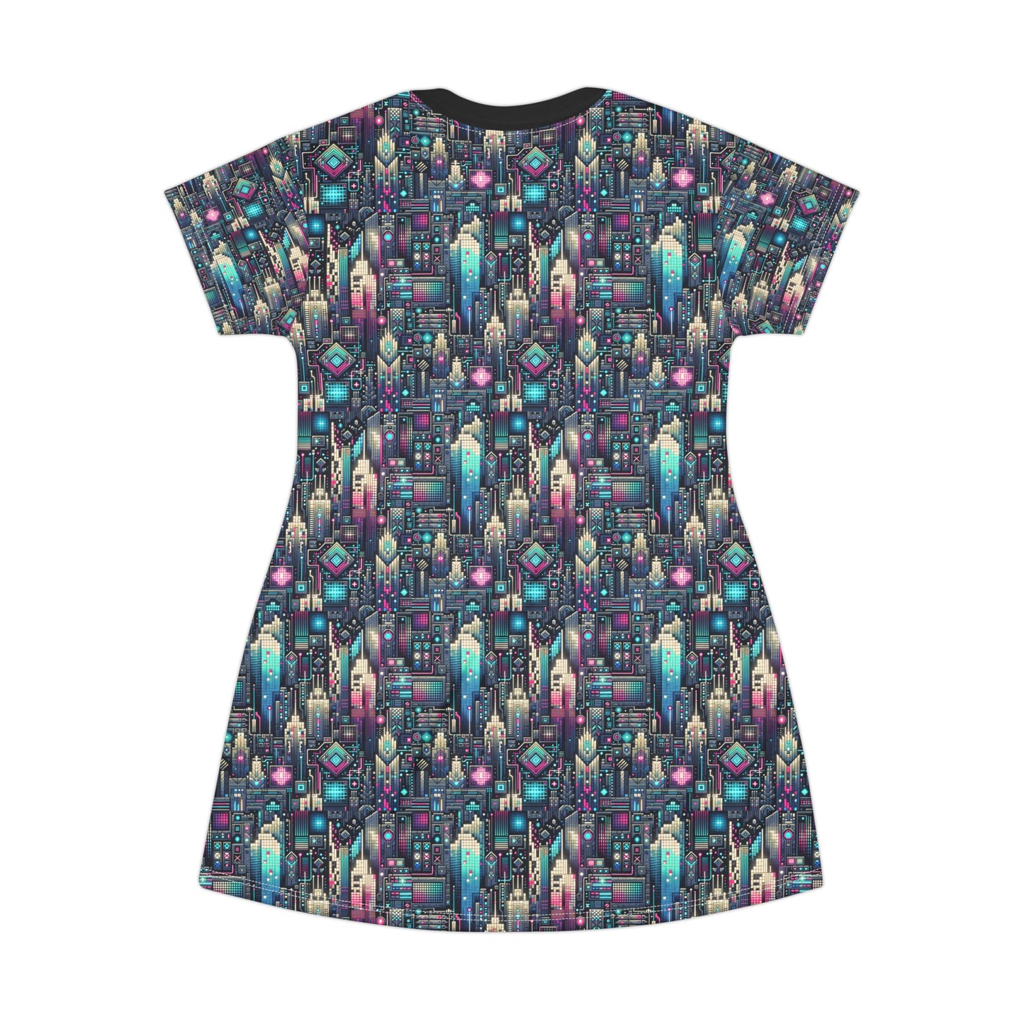 Digital Renaissance Tech-Forward Maximalism T-Shirt Dress - 8404 Design-56