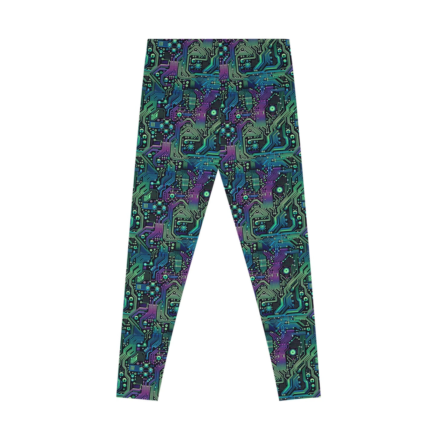 Tech-Infused Neon Tech-Forward Streetwear Stretch Leggings - 8404 Design-66