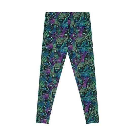 Tech-Infused Neon Tech-Forward Streetwear Stretch Leggings - 8404 Design-66