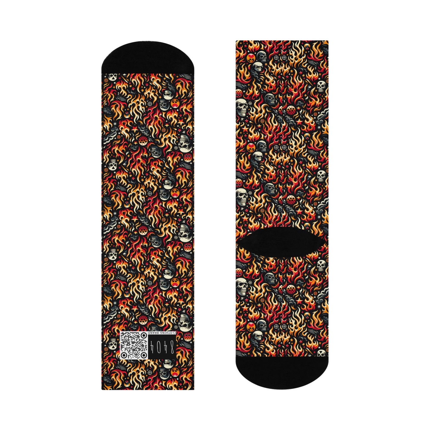 Flame Graphics Maximalist Streetwear Cushioned Crew Socks - 8404 Design-76