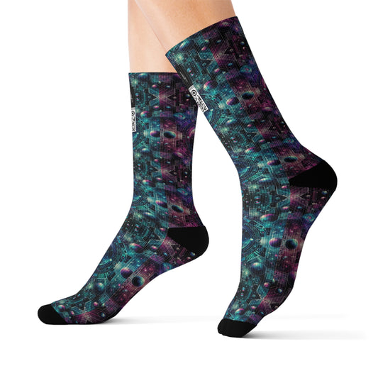 Galactic Hues Tech-Forward Cosmic Fusion Sublimation Socks - 8404 Design-59
