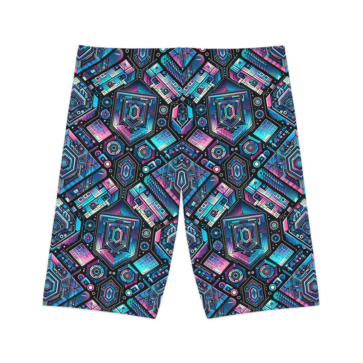 Digital Dreamland Futuristic Tech Aesthetic Women's Bike Shorts - 8404 Design-46