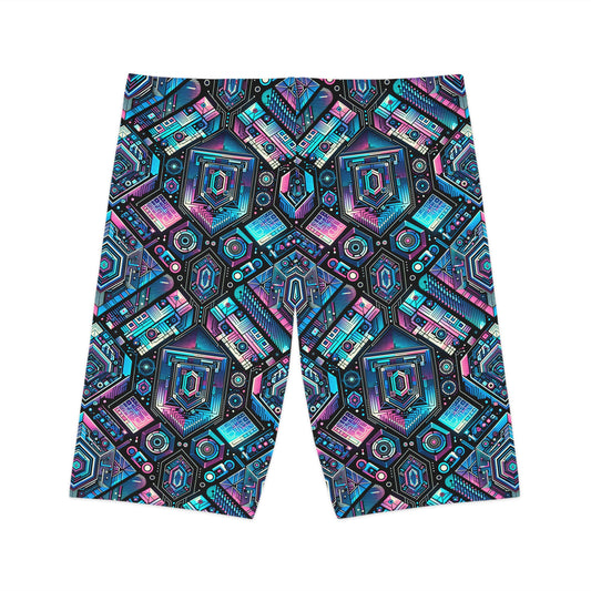 Digital Dreamland Futuristic Tech Aesthetic Women's Bike Shorts - 8404 Design-46