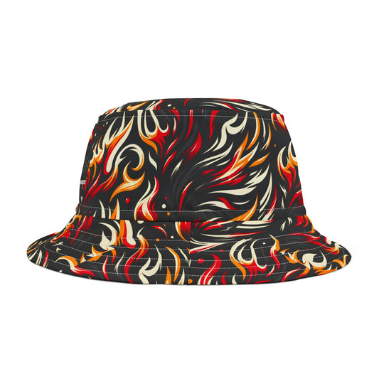 Fire & Flames Bold Streetwear Statement Bucket Hat - 8404 Design-60