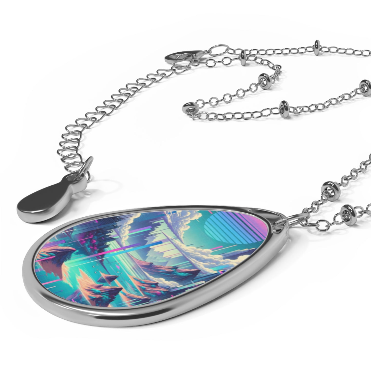 Digital Dreamscapes Digitally-Inspired Streetwear With a Dreamy, Surreal Twist Oval Necklace - 8404 Design-53