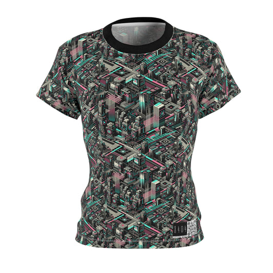 Digital Dreamland Tech-Inspired Streetwear Women's Cut & Sew Tee - 8404 Design-51
