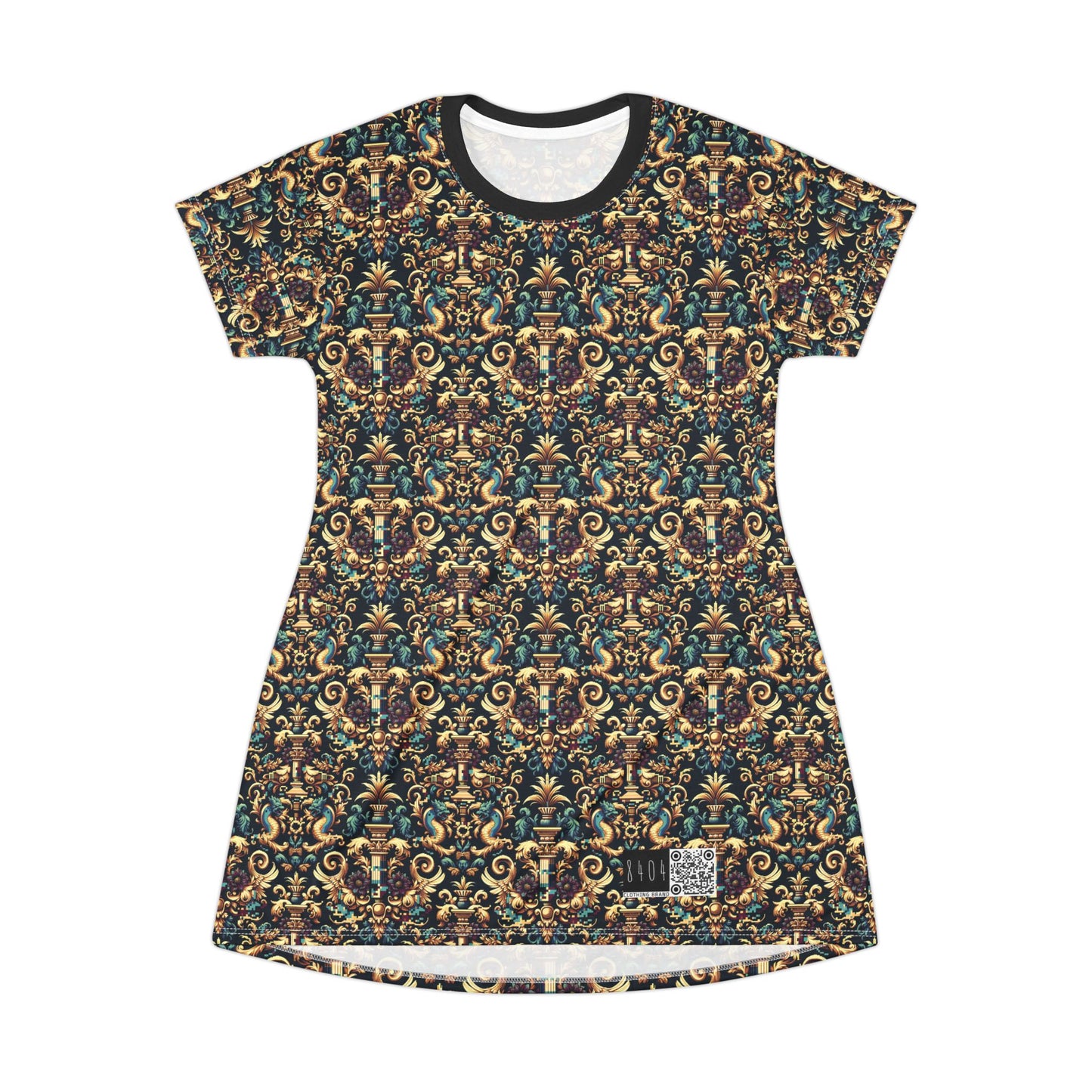 Digital Renaissance Modern Baroque Fusion T-Shirt Dress - 8404 Design-57