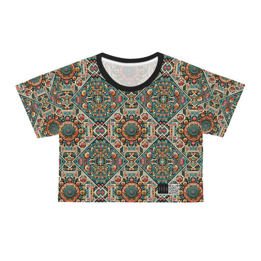Cultural Fusion Tech Blend of Cultural Heritage With Tech-Inspired Elements Crop Tee - 8404 Design-74
