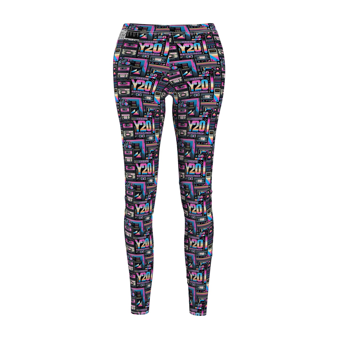 Digital Nostalgia Tech-Inspired Retro Fusion Women's Cut & Sew Casual Leggings - 8404 Design-65