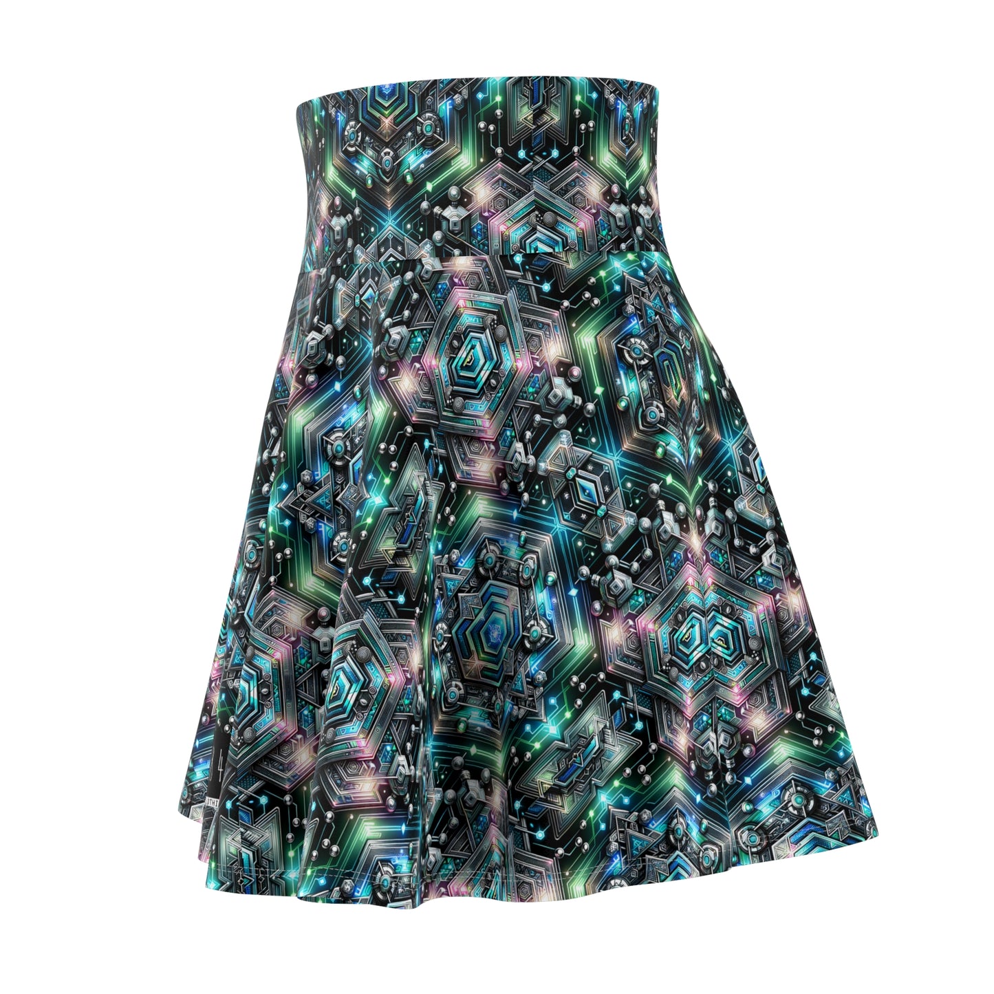 Tech-Infused Futurism Futuristic Tech Women's Skater Skirt - 8404 Design-63