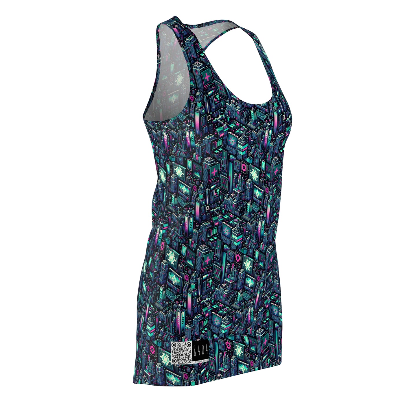 Digital Rebellion Tech-Inspired Streetwear Women's Cut & Sew Racerback Dress - 8404 Design-58