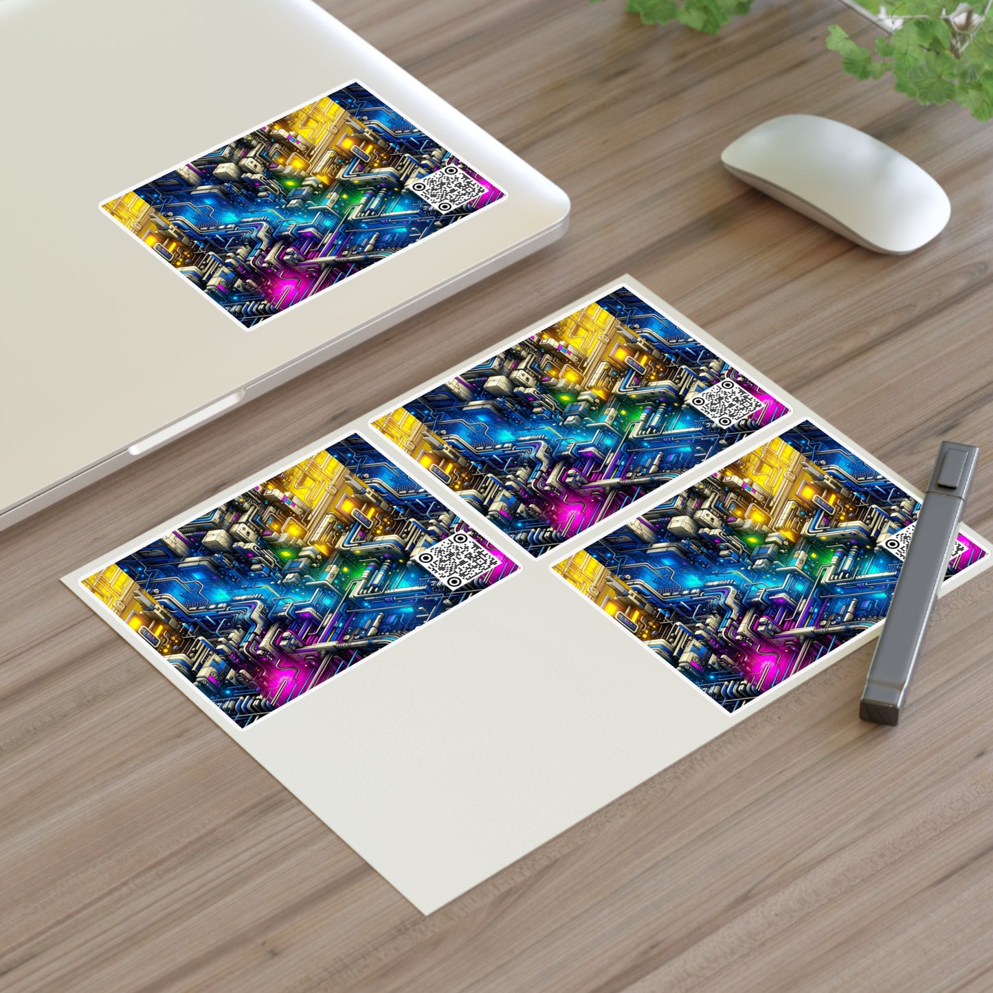 Tech Art Fusion Tech-Forward Streetwear Sticker Sheets - 8404 Design-45