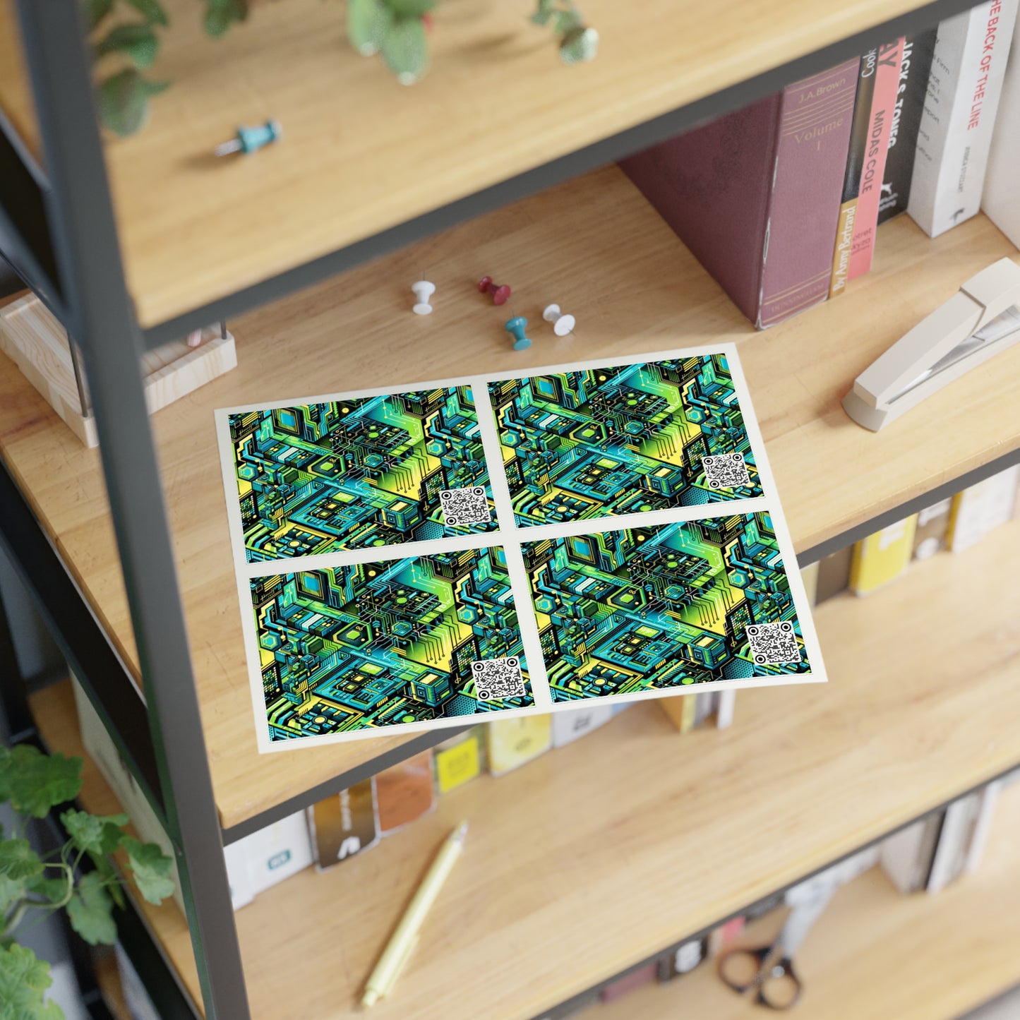 Tech-Infused Neon Tech-Forward Streetwear Sticker Sheets - 8404 Design-38