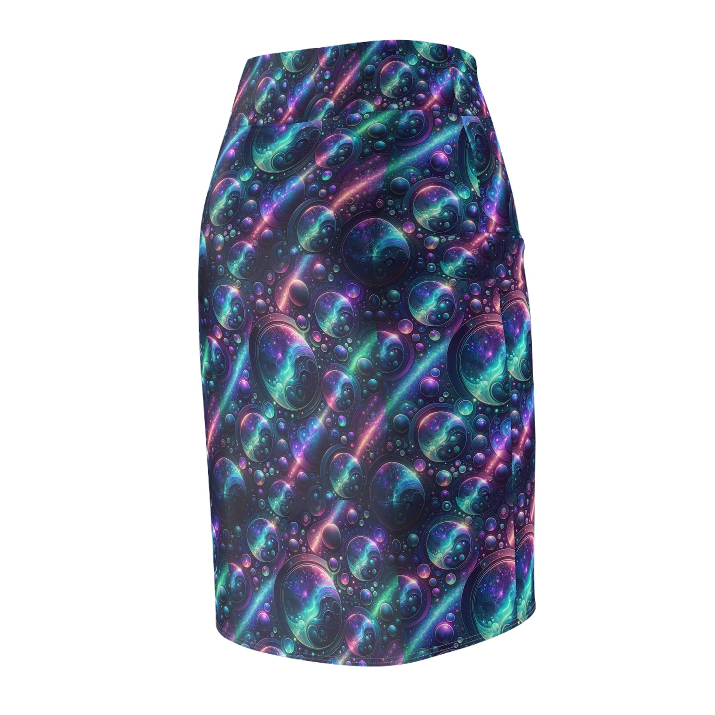 Iridescent Tech Fusion Tech-Forward Streetwear Women's Pencil Skirt - 8404 Design-51