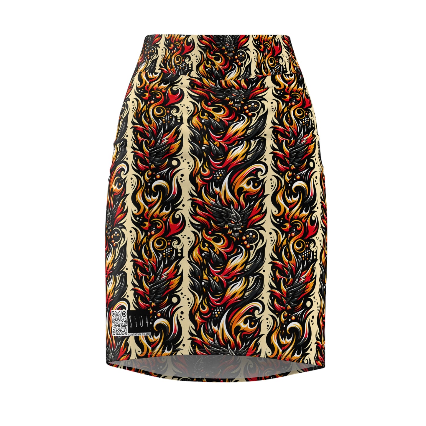 Flame Graphics Maximalist Streetwear Women's Pencil Skirt - 8404 Design-65