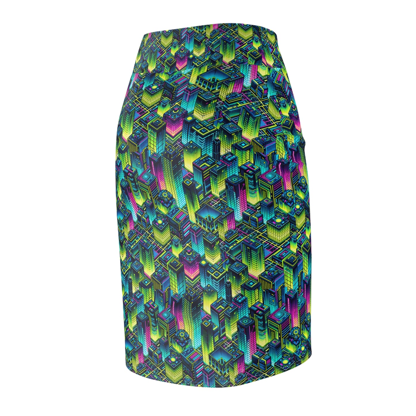 Tech-Infused Neon Tech-Forward Streetwear Women's Pencil Skirt - 8404 Design-65