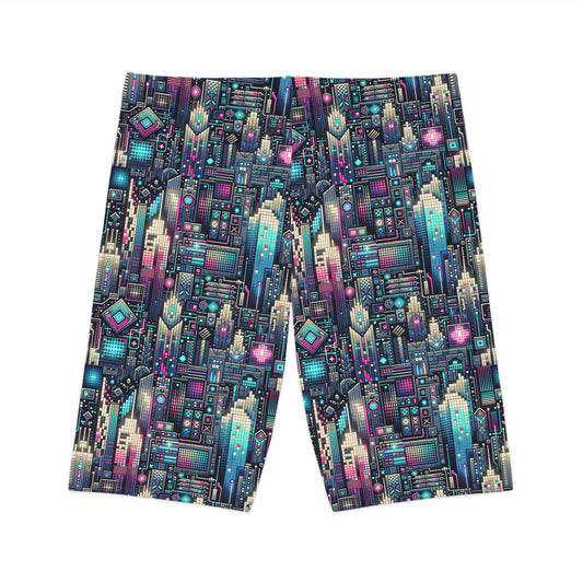 Digital Renaissance Tech-Forward Maximalism Women's Bike Shorts - 8404 Design-56