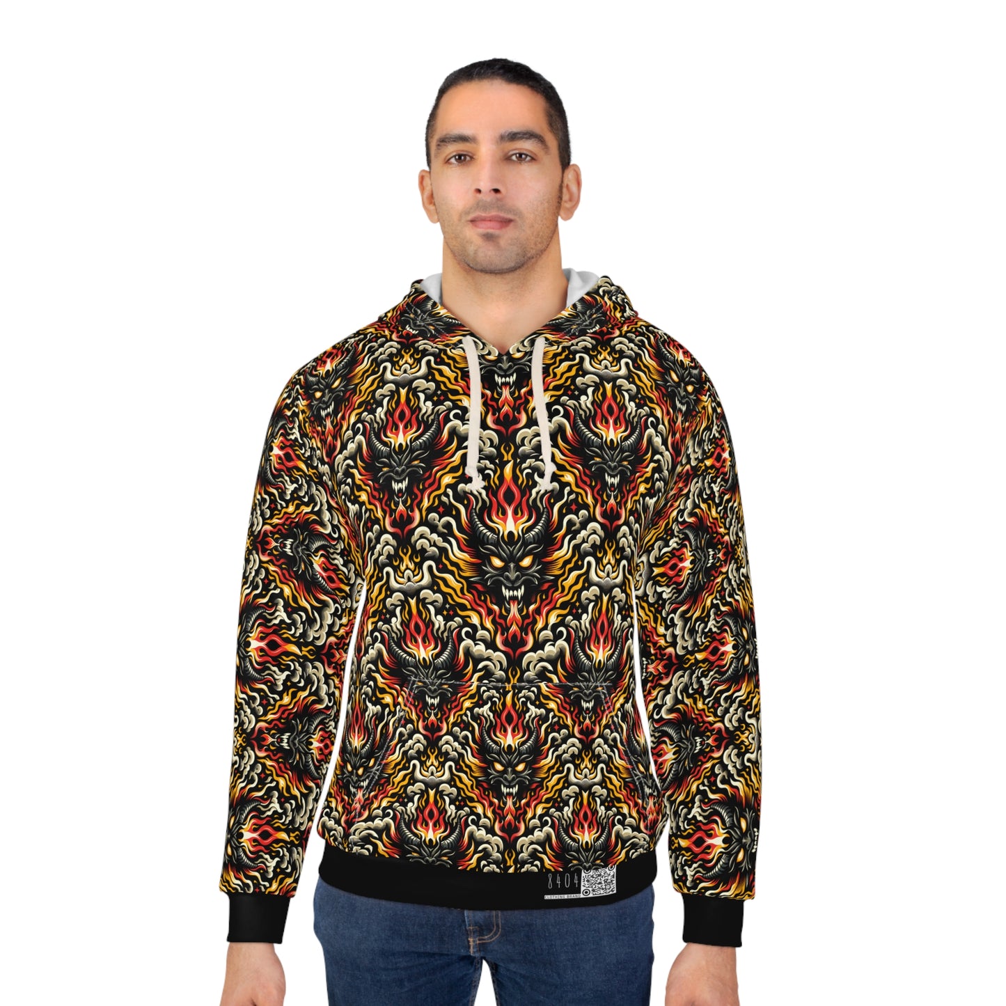 Flame Graphics Maximalist Streetwear Pullover Hoodie - 8404 Design-59