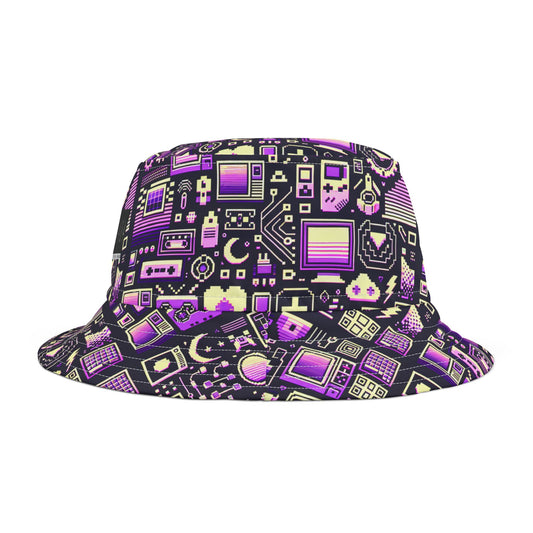 Digital Nostalgia Remix Modern Vintage Fusion Bucket Hat - 8404 Design-54