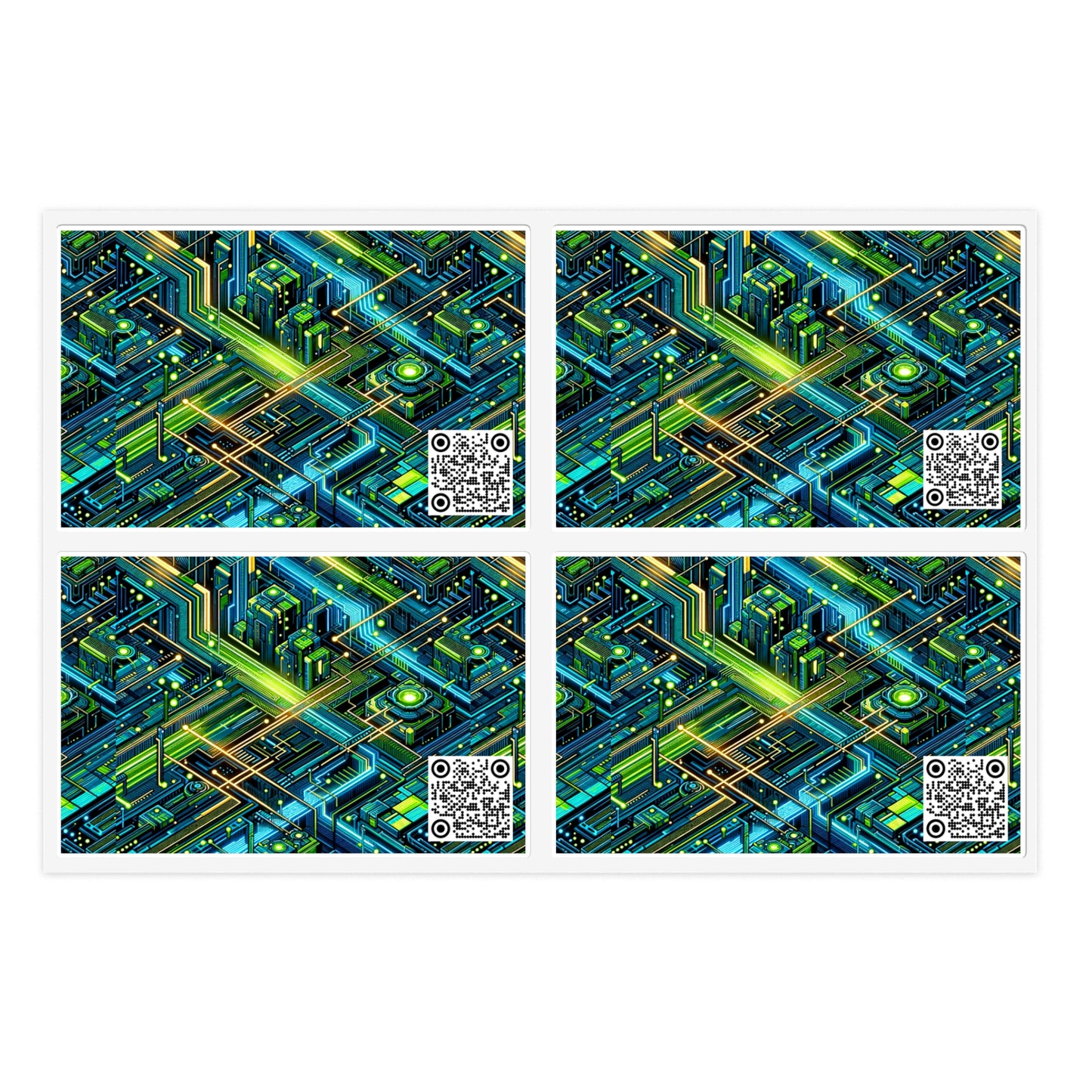 Tech-Infused Neon Tech-Forward Streetwear Sticker Sheets - 8404 Design-54