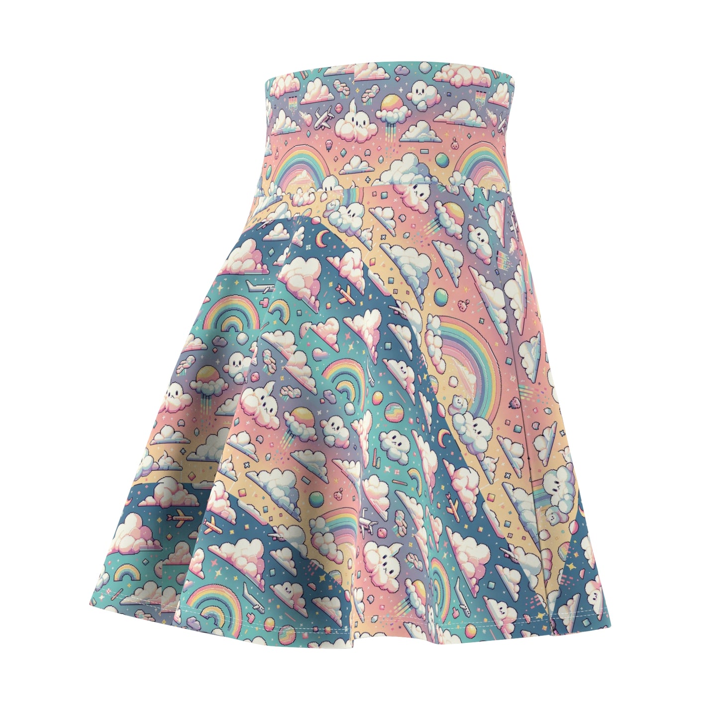 Digital Dreamland Whimsical and Nostalgic Streetwear With a Digital Twist Women's Skater Skirt - 8404 Design-58