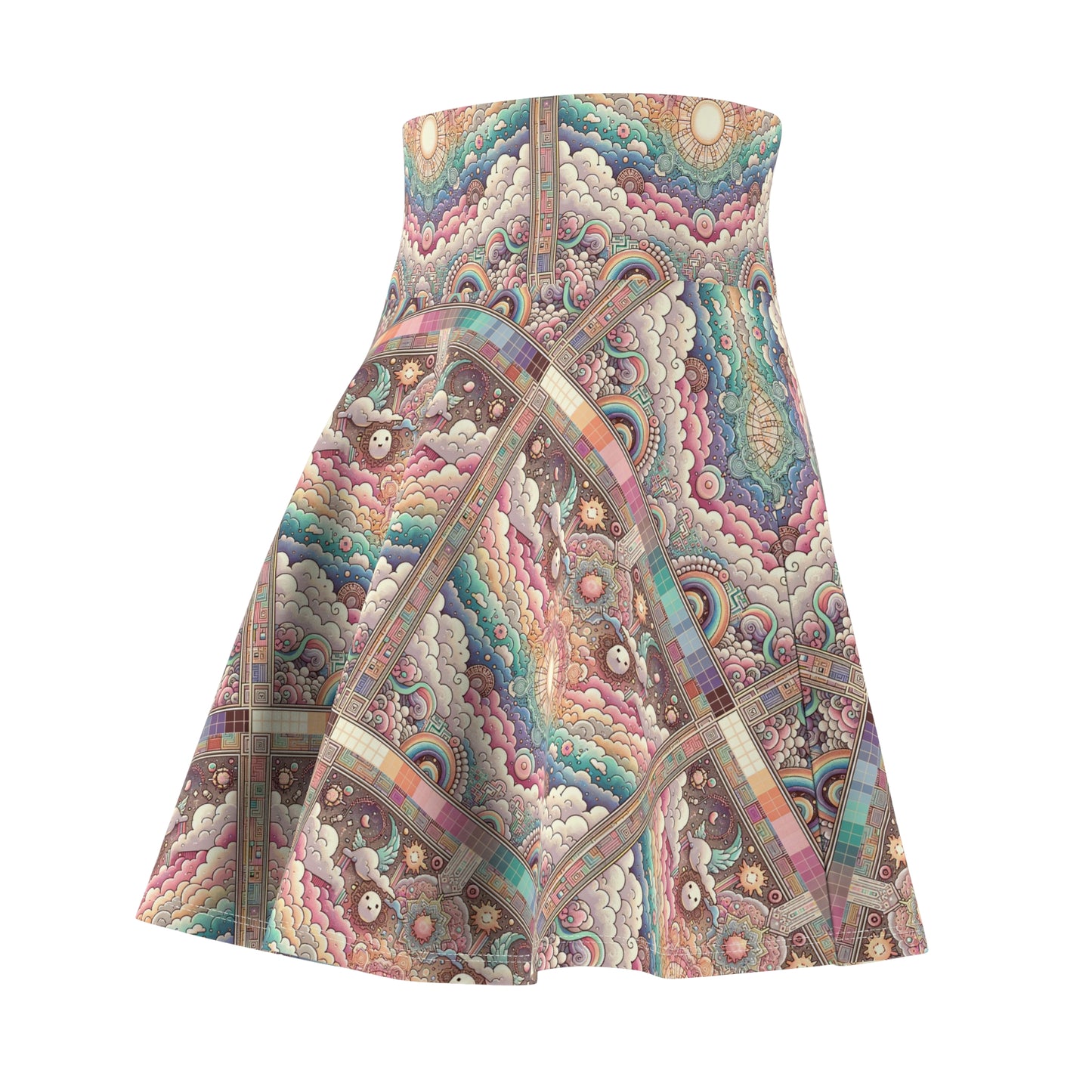 Digital Dreamland Whimsical and Nostalgic Streetwear With a Digital Twist Women's Skater Skirt - 8404 Design-56