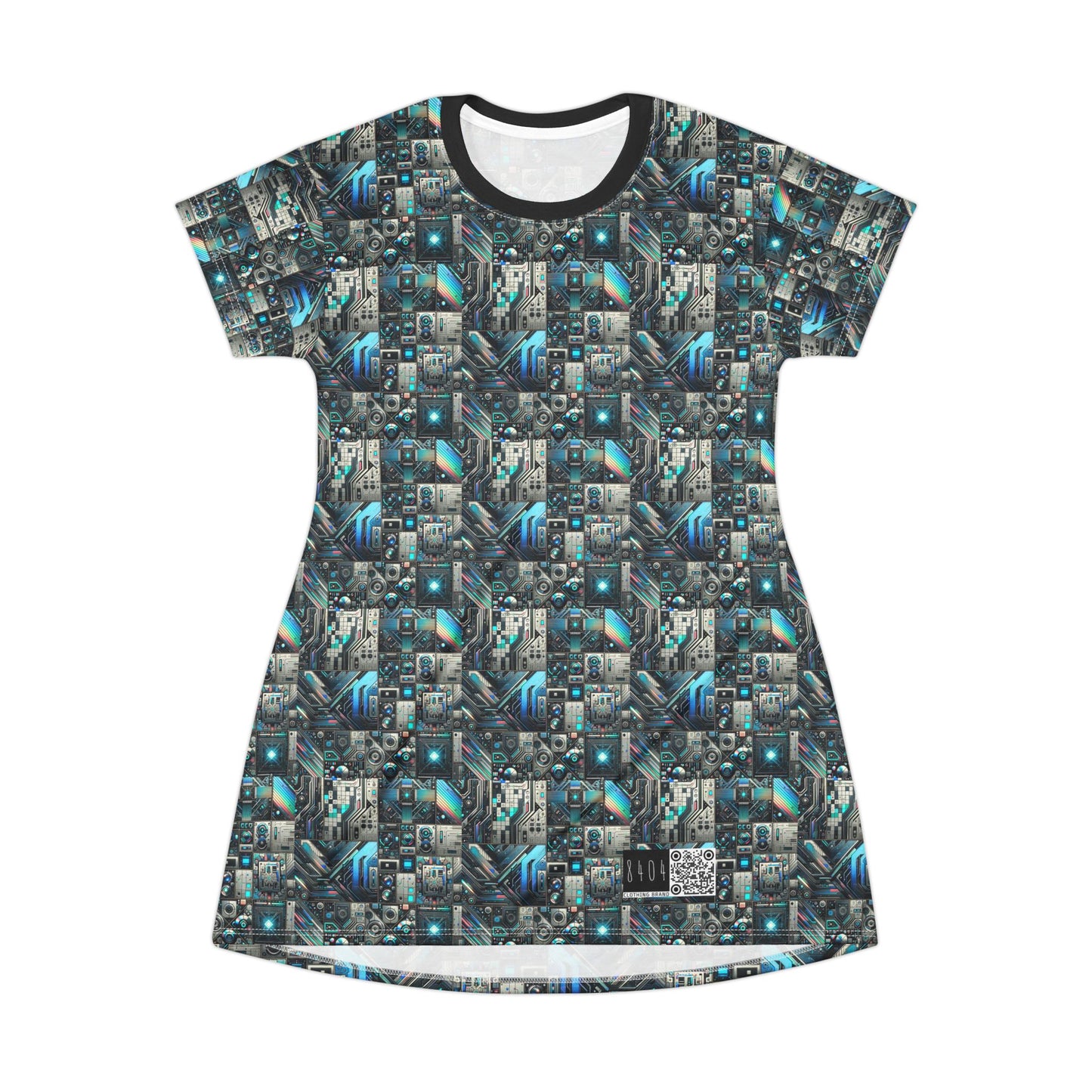 Tech-Infused Futurism Sleek Tech Edge T-Shirt Dress - 8404 Design-48