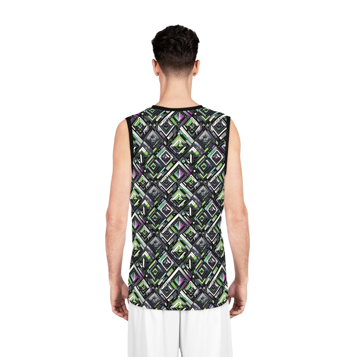 Retro Futurism Graphics Tech-Forward Streetwear Basketball Jersey - 8404 Design-48