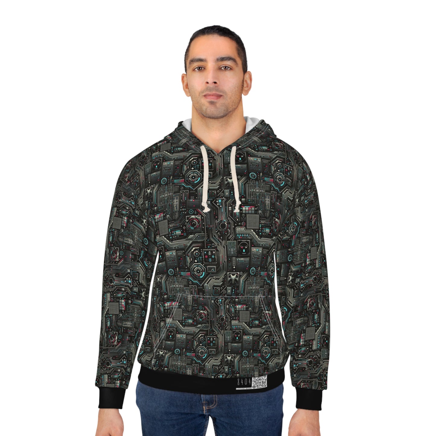 Tech Noir Aesthetics Sleek Tech Streetwear Pullover Hoodie - 8404 Design-52