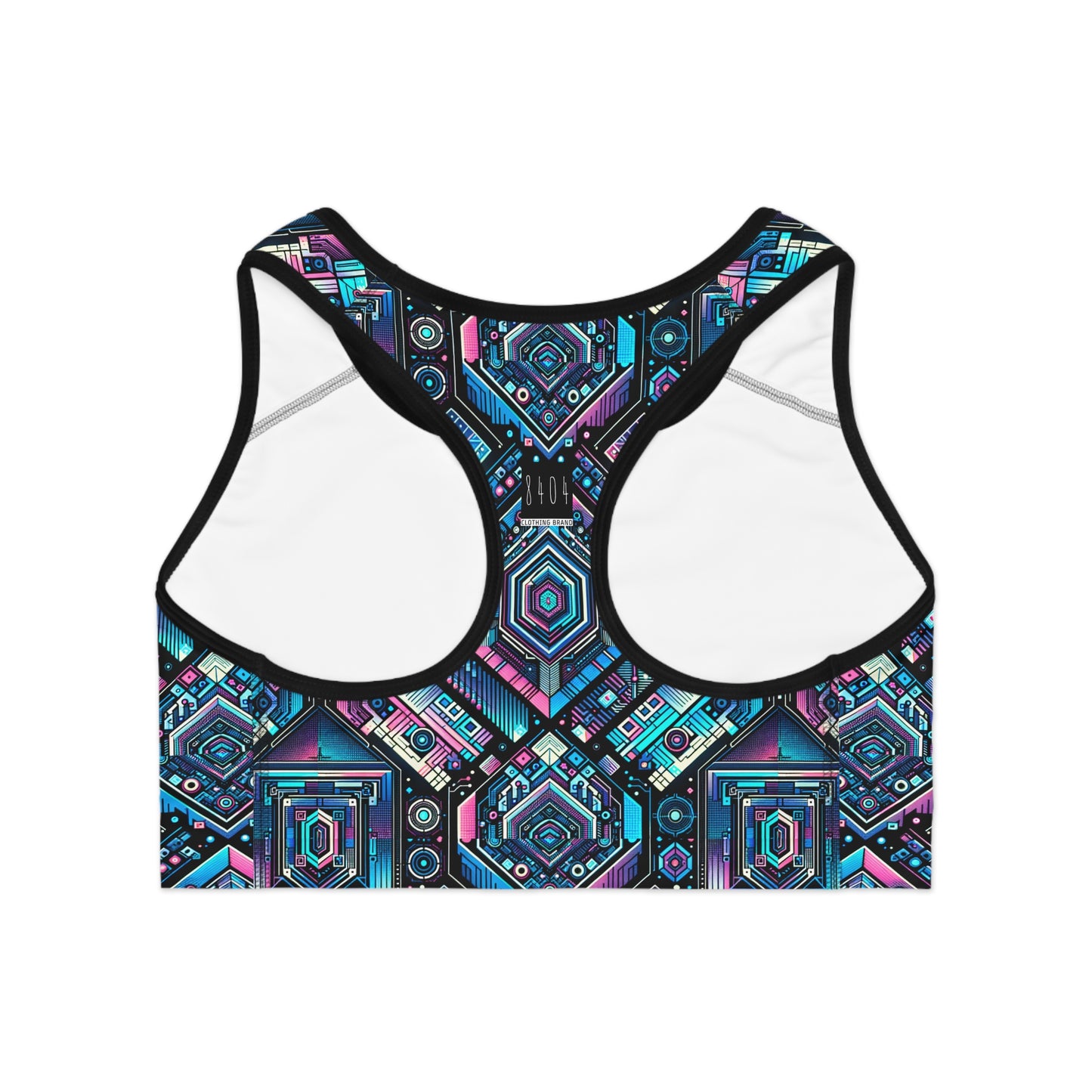 Digital Dreamland Futuristic Tech Aesthetic Sports Bra - 8404 Design-46
