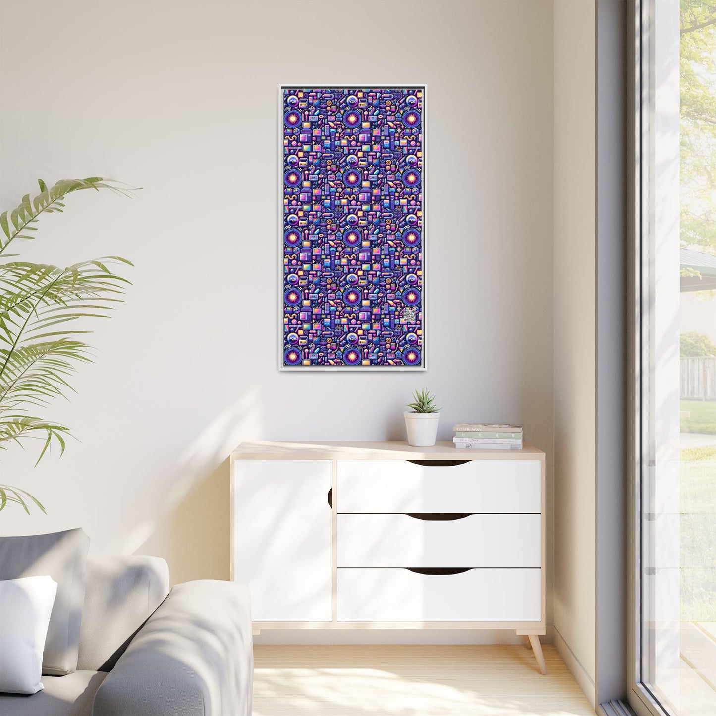 Digital Nostalgia Modern Retro Fusion Matte Canvas, Framed (multi-Color) - 8404 Design-64 B