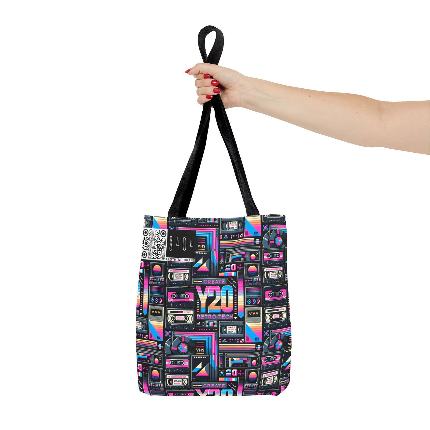Digital Nostalgia Tech-Inspired Retro Fusion Tote Bag - 8404 Design-65