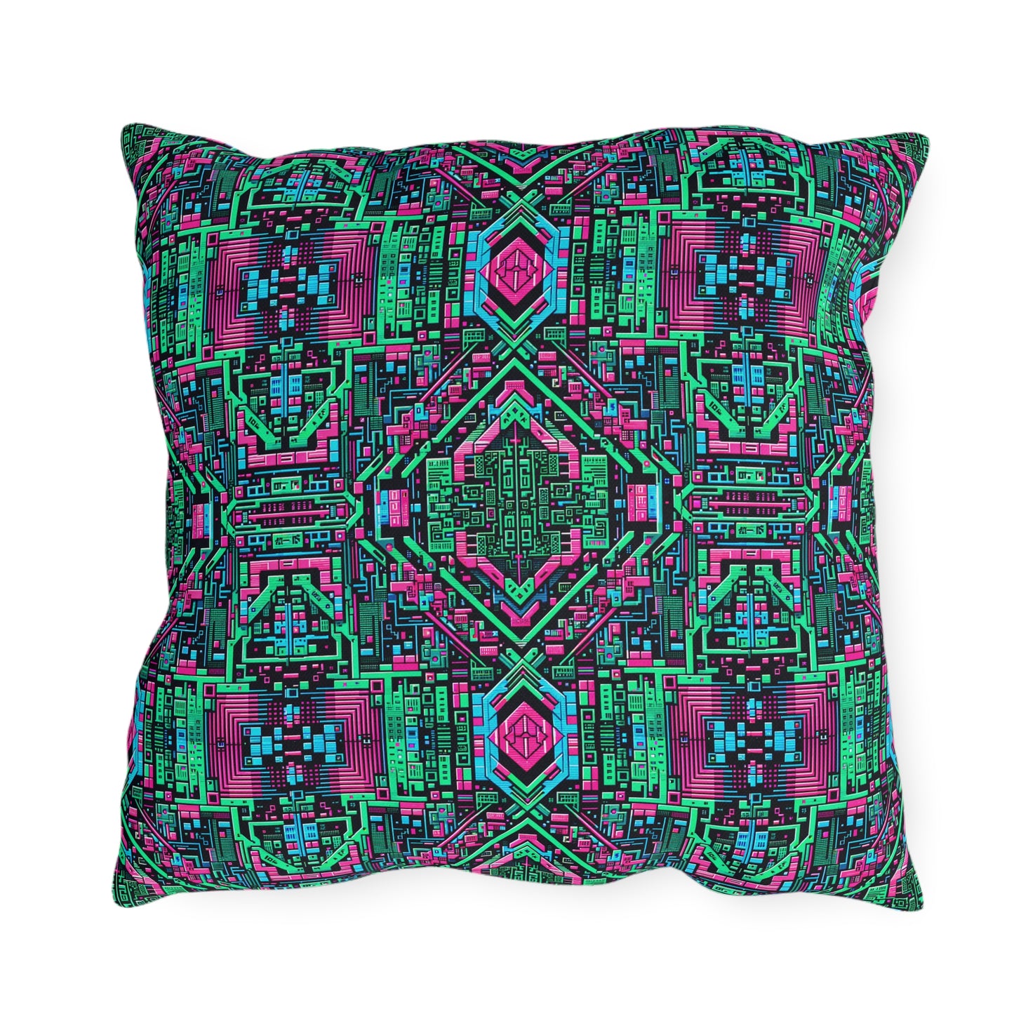 Digital Glitch Vibes Tech-Inspired Streetwear Outdoor Pillow - 8404 Design-71