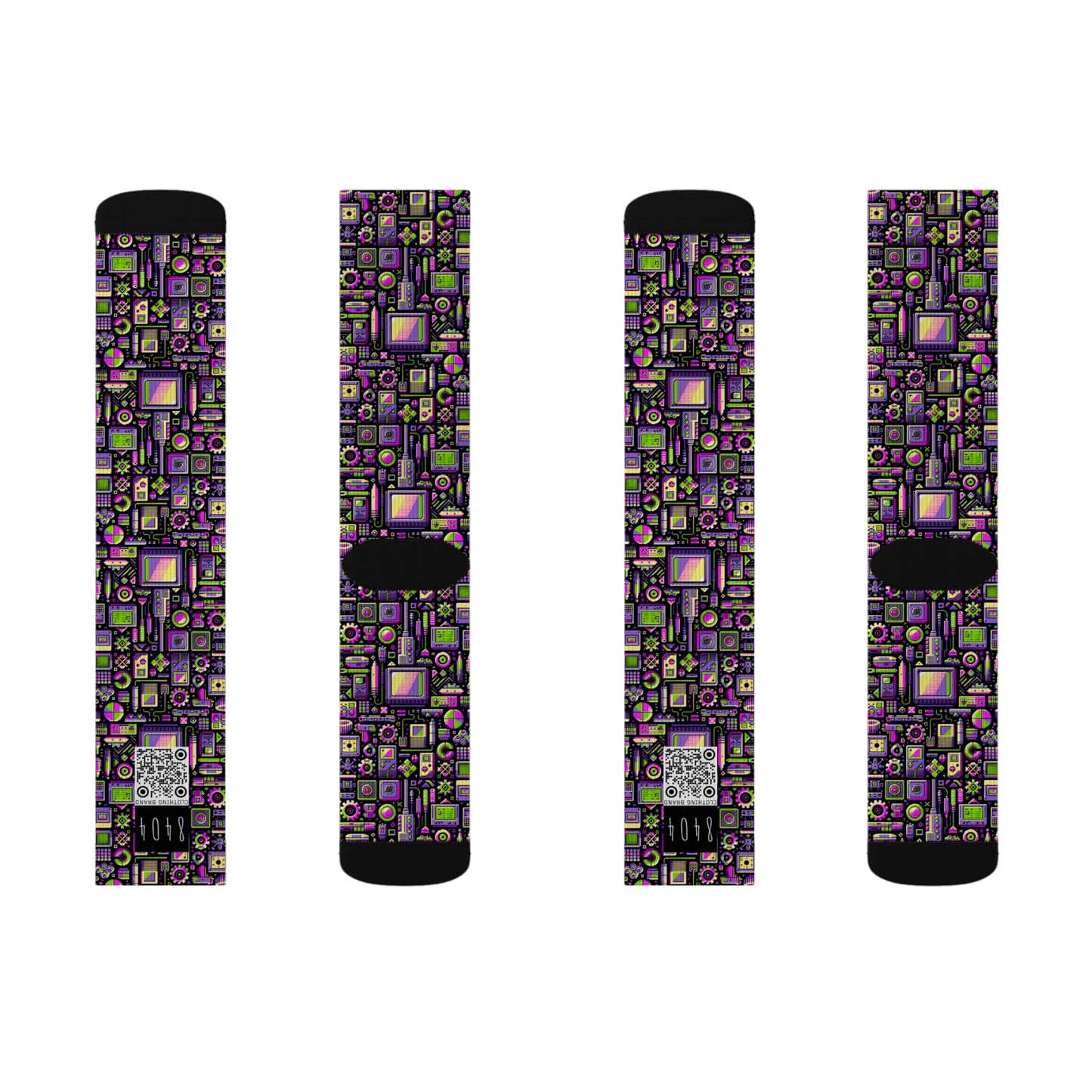Digital Nostalgia Remix Modern Vintage Fusion Sublimation Socks - 8404 Design-67