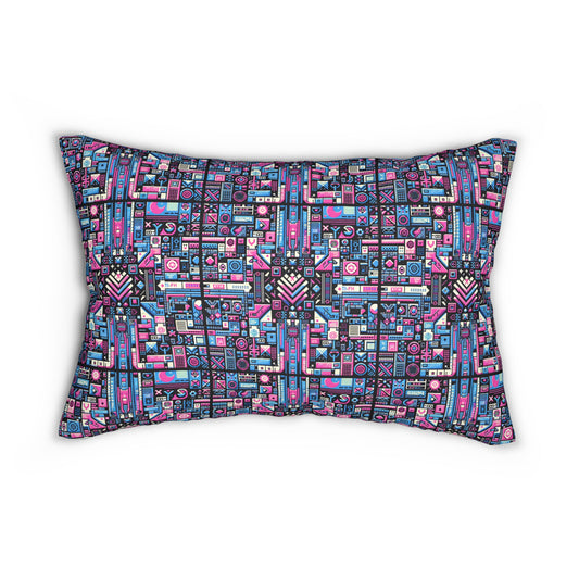 Digital Rebellion Youthful Streetwear with a Rebellious Digital Twist Spun Polyester Lumbar Pillow - 8404 Design-65 B