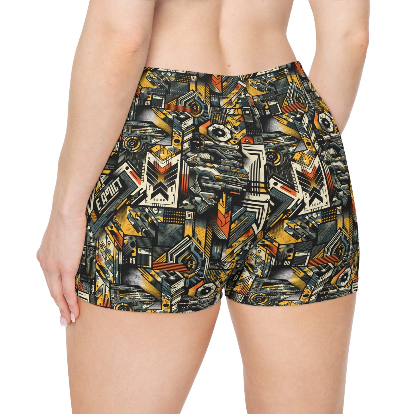 Digital Punk Futuristic Grunge Women's Shorts - 8404 Design-49