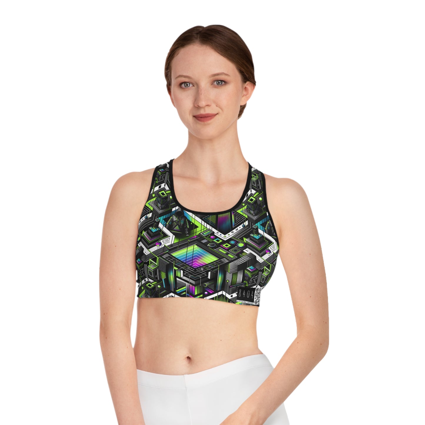 Retro Futurism Graphics Tech-Forward Streetwear Sports Bra - 8404 Design-52