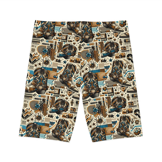Digital Cowboy Chic Tech-Infused Western Fusion Women's Bike Shorts - 8404 Design-45