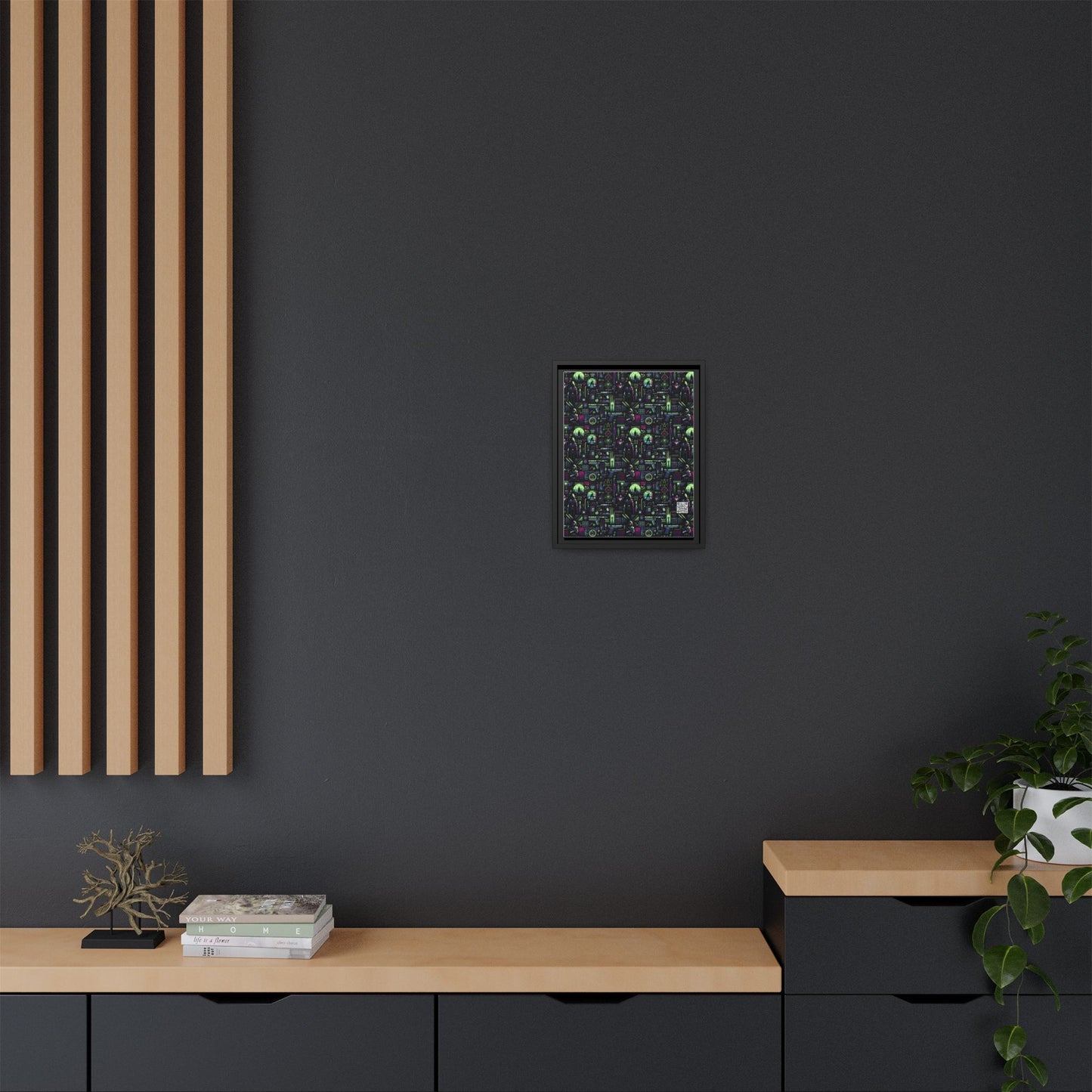 Tech Noir Futuristic Cyberpunk Matte Canvas, Framed (multi-Color) - 8404 Design-63 A