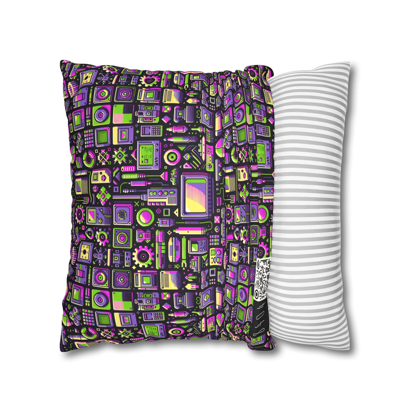 Digital Nostalgia Remix Modern Vintage Fusion Faux Suede Square Pillowcase - 8404 Design-67