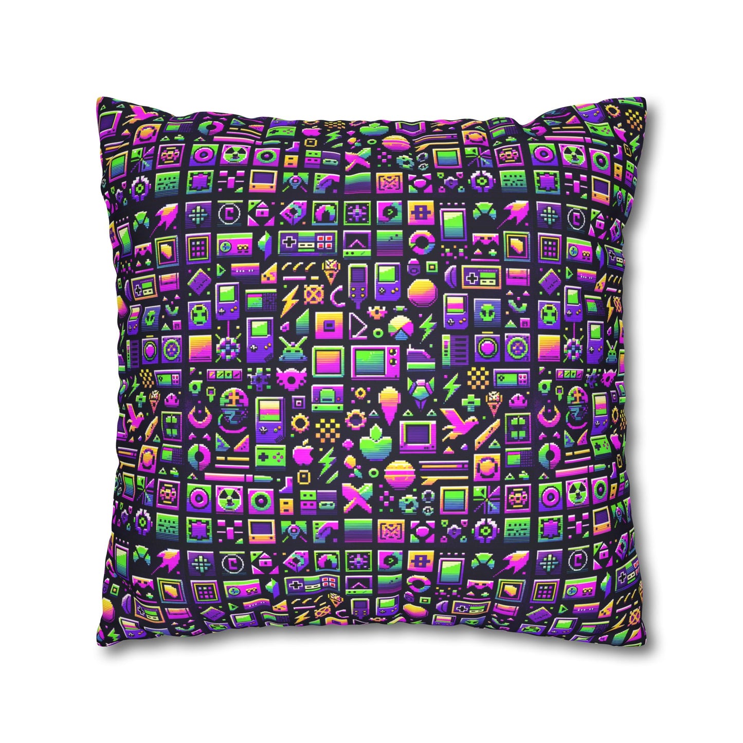 Digital Nostalgia Remix Modern Vintage Fusion Faux Suede Square Pillowcase - 8404 Design-49