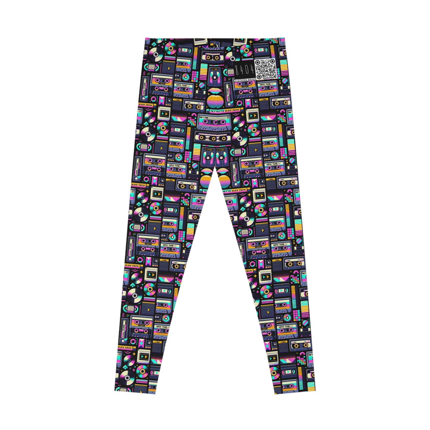 Digital Nostalgia Tech-Inspired Retro Fusion Stretch Leggings - 8404 Design-48