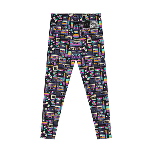 Digital Nostalgia Tech-Inspired Retro Fusion Stretch Leggings - 8404 Design-48