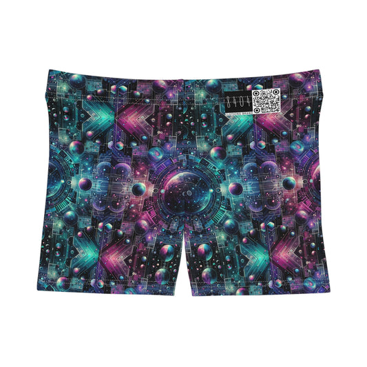 Galactic Hues Tech-Forward Cosmic Fusion Women's Shorts - 8404 Design-59